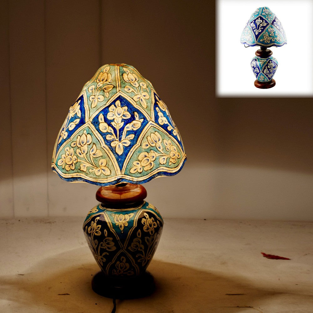 Lámpara Floral - Piel Camello - Mesita de Noche - 2 Tamaños