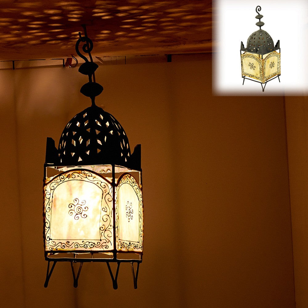 Lámpara Cuadrada Henna y Forja - Dibujos Etnicos - 45 cm