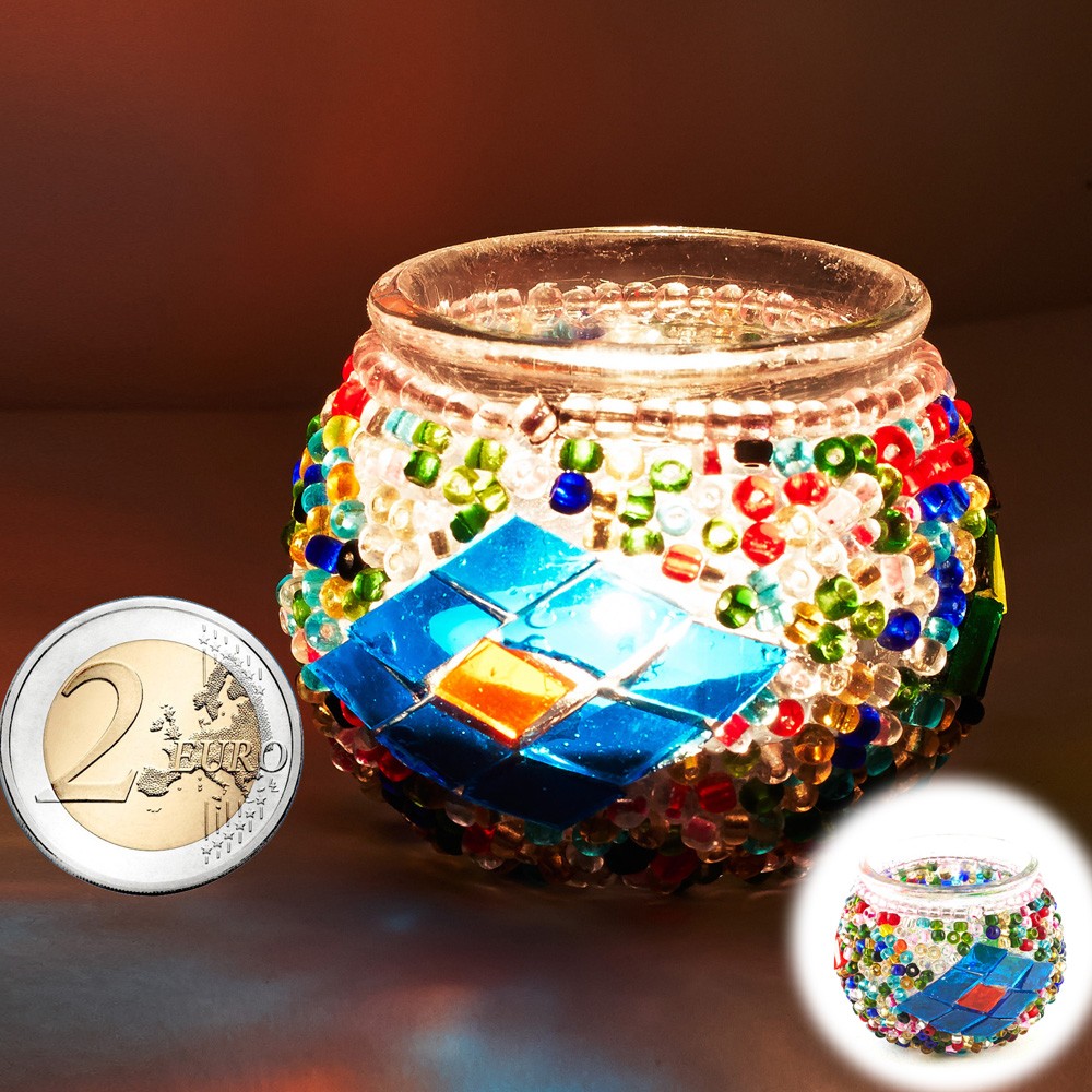 Portavelas Turco Mini-Cristal Murano -Artesania Turca-Tamaño 1