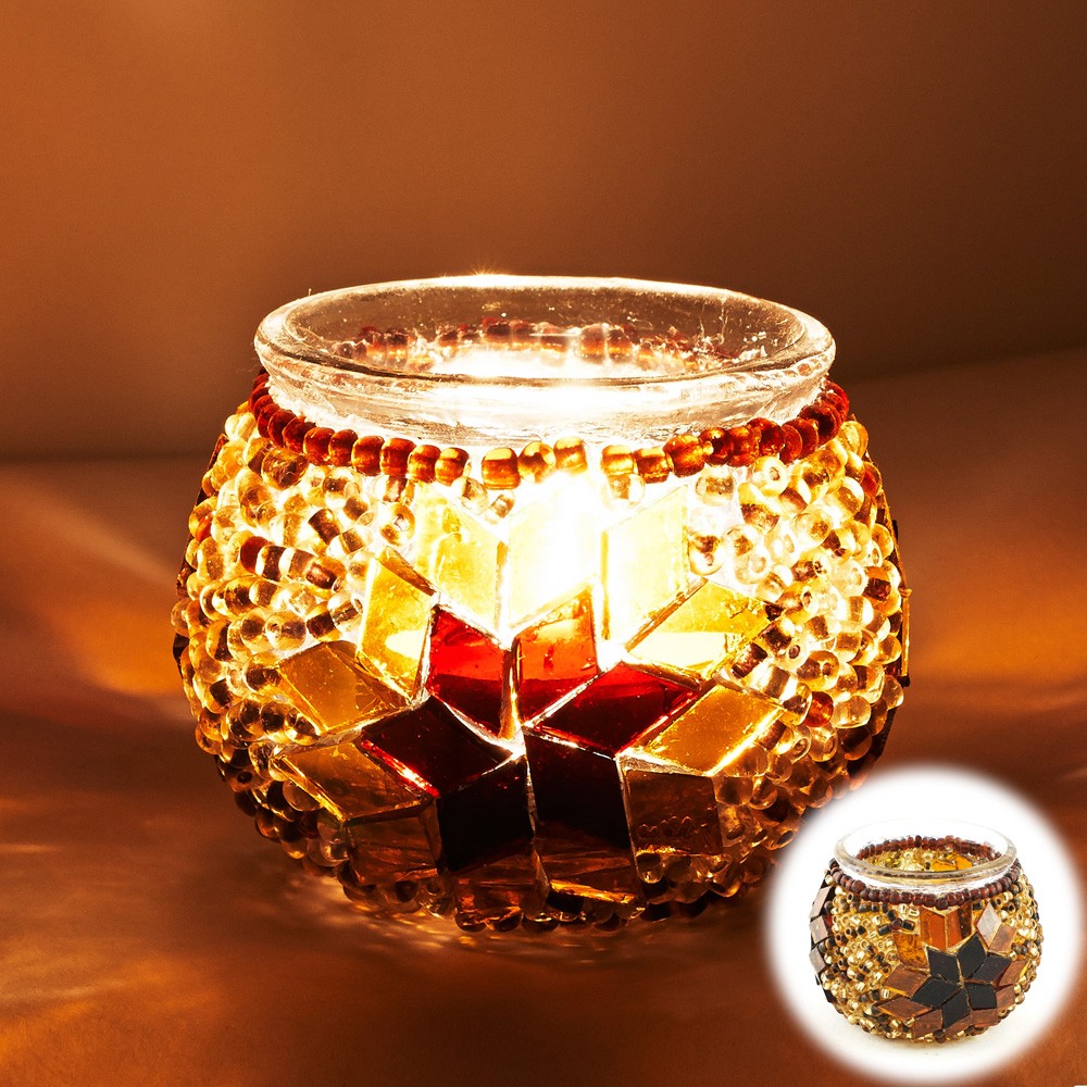 Portavelas Turco Mini-Cristal Murano -Artesania Turca-Tamaño 1