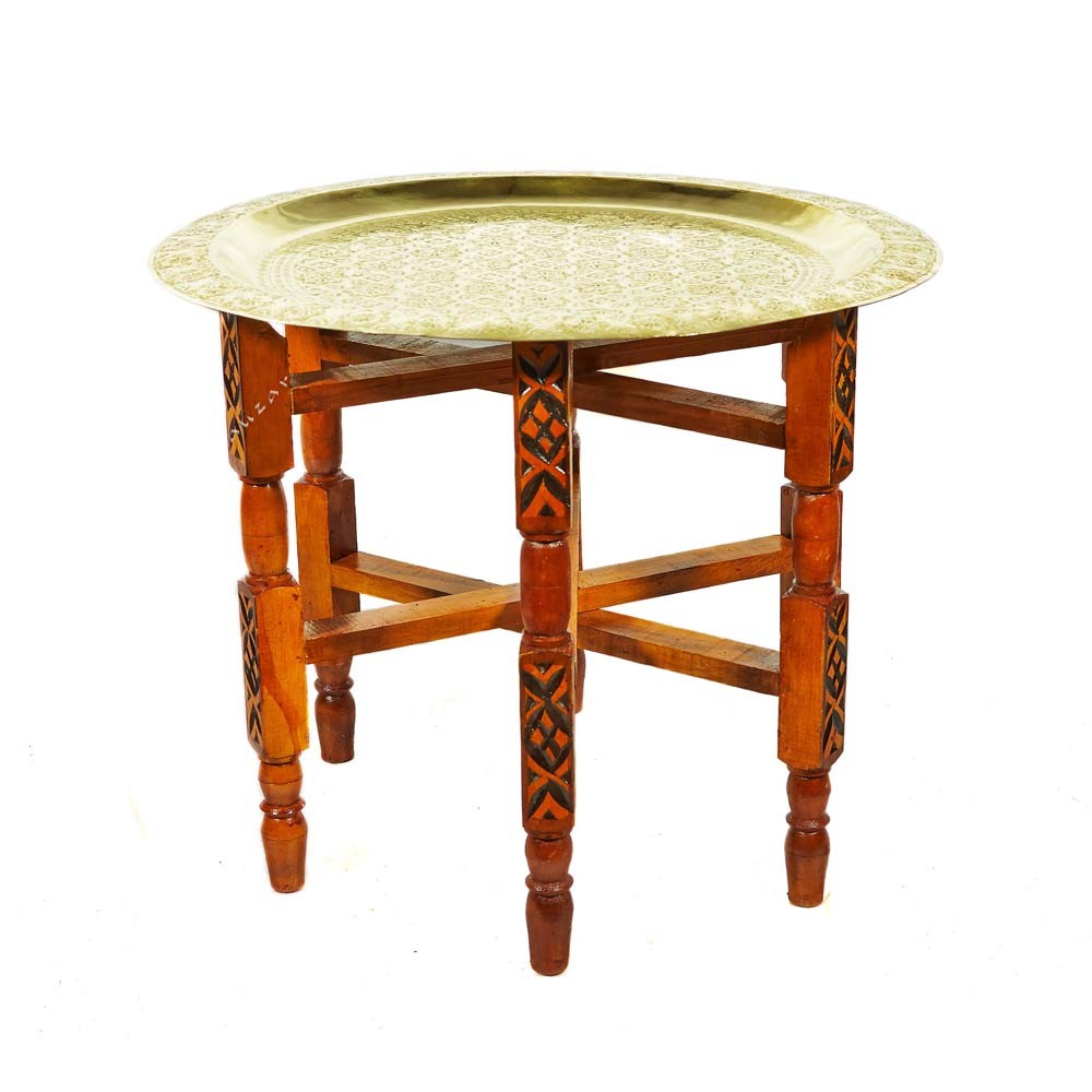 Mesa de Latón Para Tetería - Patas Madera Plegables -desde 40 cm