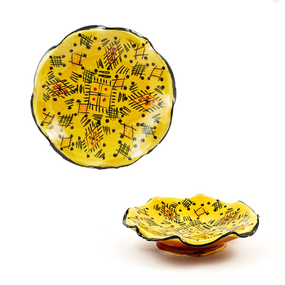 Plato Cerámica Ondulado - Varios Colores - Artesano - 15 cm