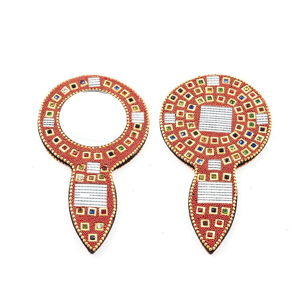 Espejo de Mano con Brillantes Calidad - 14 x 7,5 cm - Colores