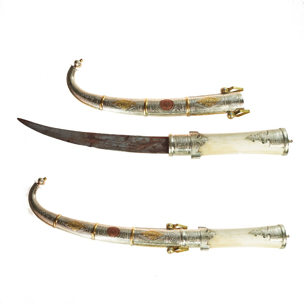 Puñal Deluxe Artesano - Mango Hueso - Grabaciones Alpaca 40 cm