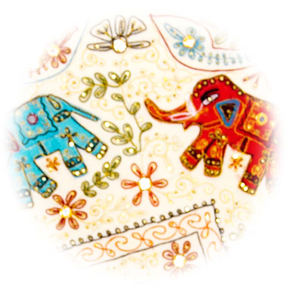 Tapete Decoracion Redondo - Diseño Elefantes - Algodon - 150 cm