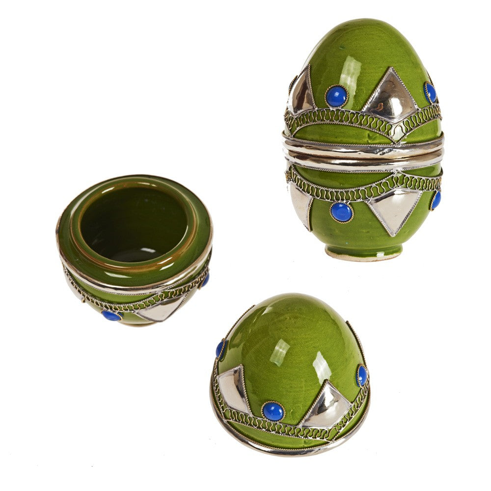 Bombonera Huevo - Hueso y Alpaca - 14 cm - Varios Colores