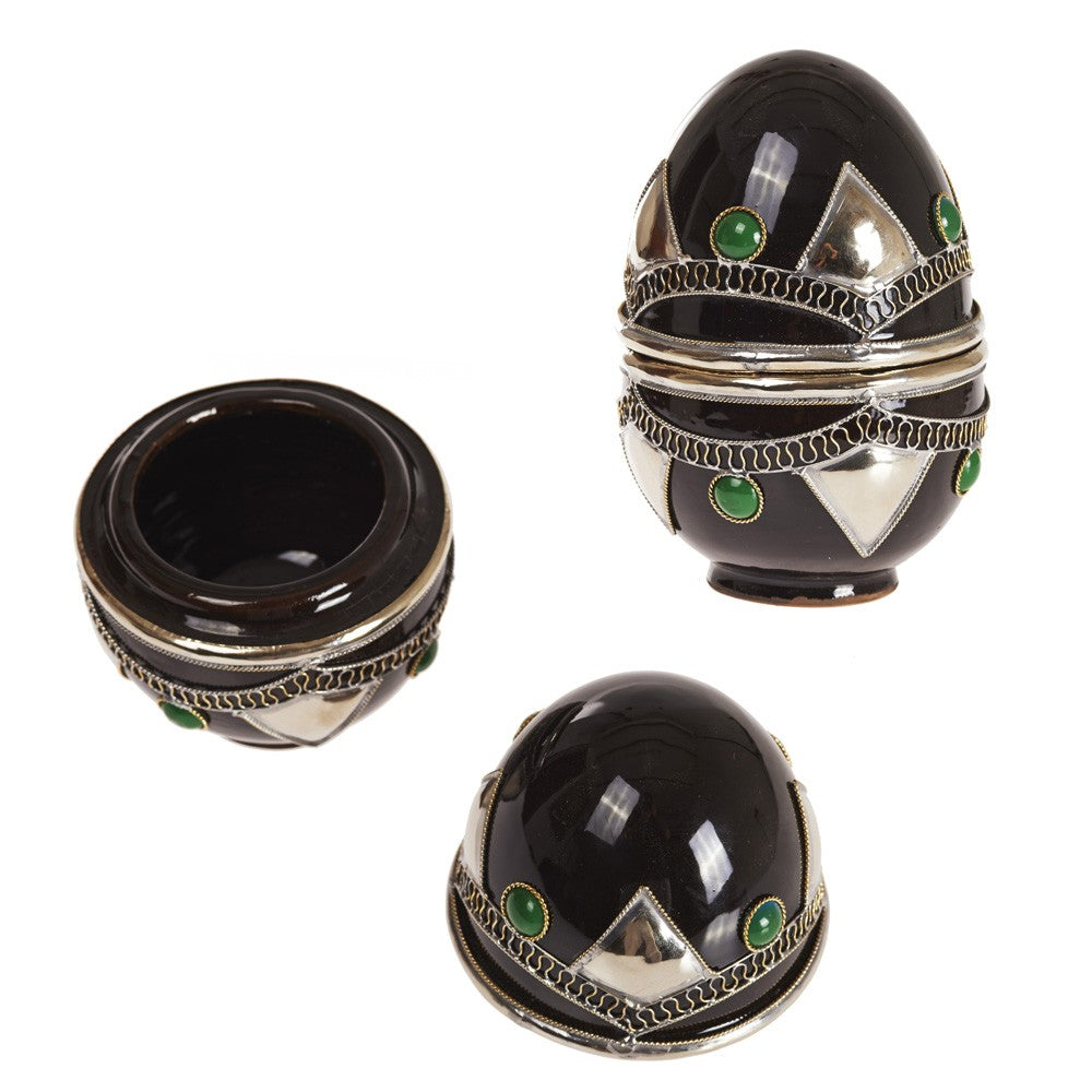 Bombonera Huevo - Hueso y Alpaca - 14 cm - Varios Colores