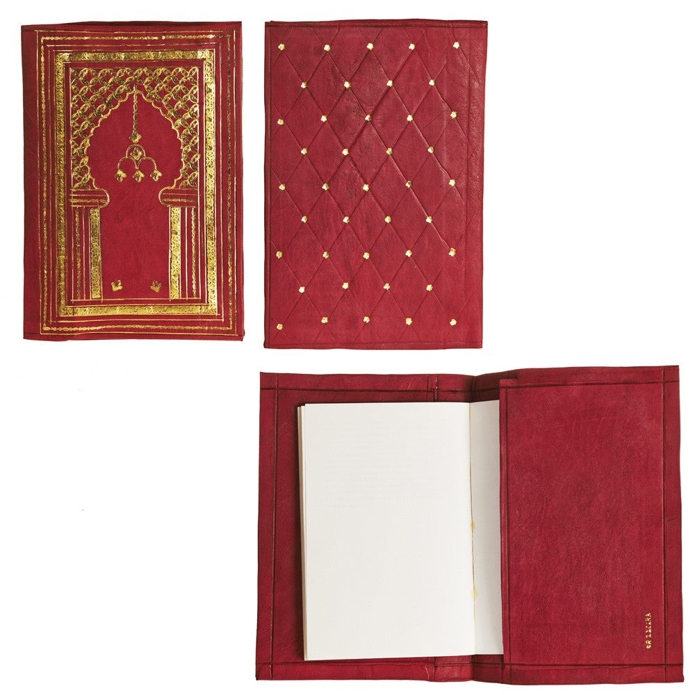 Forro Piel para Libro o Libreta - Rojo y Dorado - 25 cm