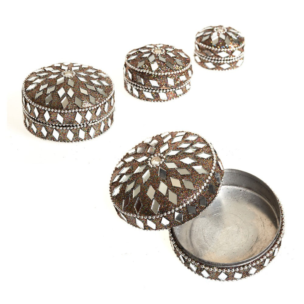 Juego 3 Cajitas Brillantes Purpurina - Terciopelo - Colores