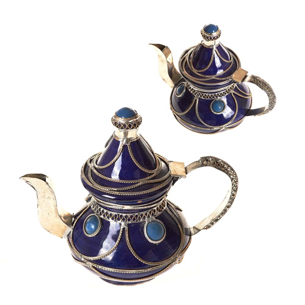 Tetera Decorativa Cerámica y Alpaca - Varios Colores - 16 cm