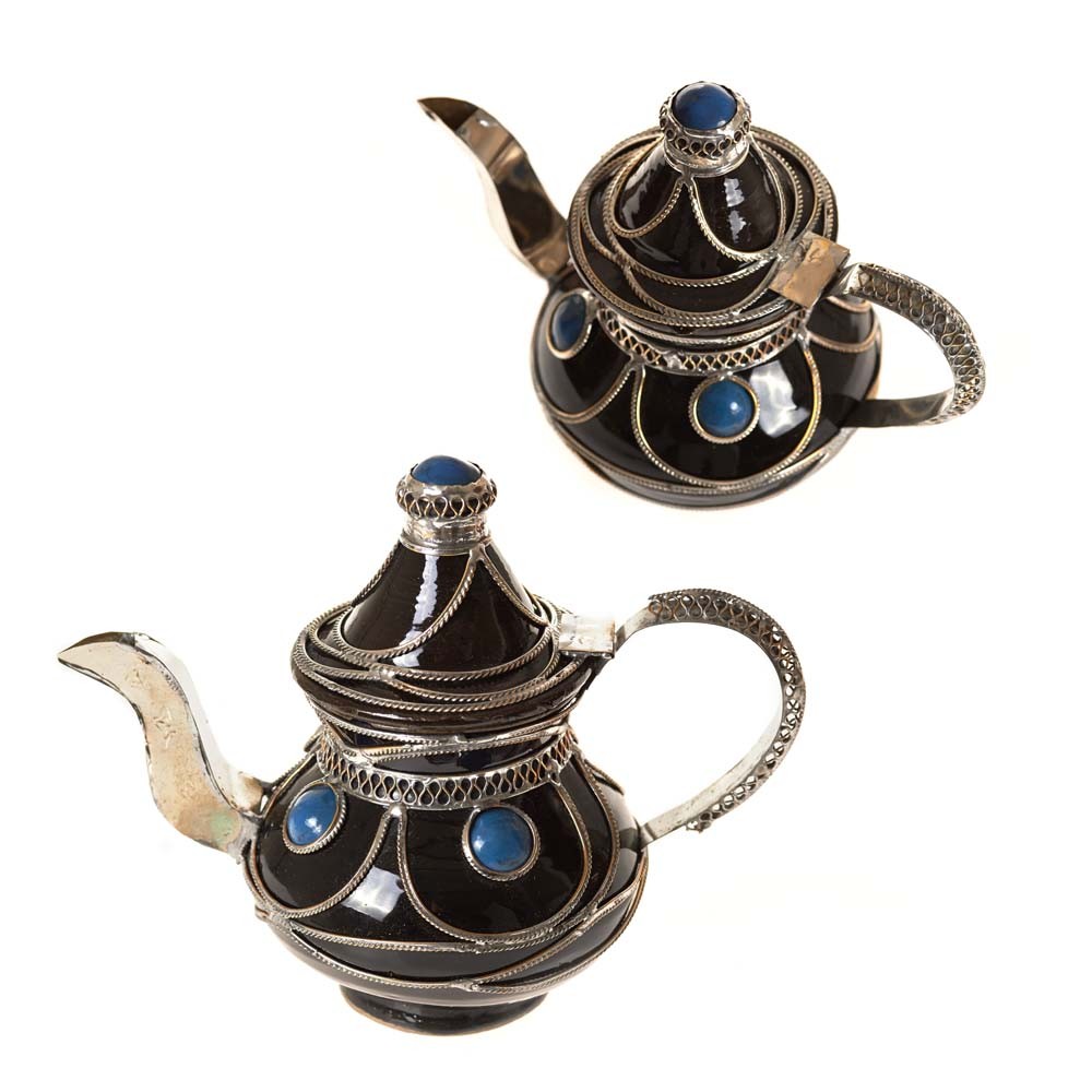 Tetera Decorativa Cerámica y Alpaca - Varios Colores - 16 cm