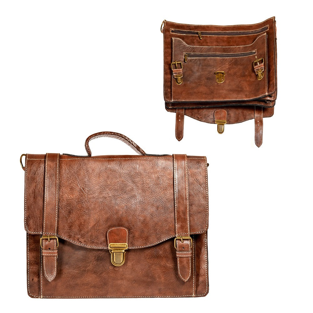 Maletín Cuero Artesanal - 6 Compartimentos - 3 Cierre Seguridad