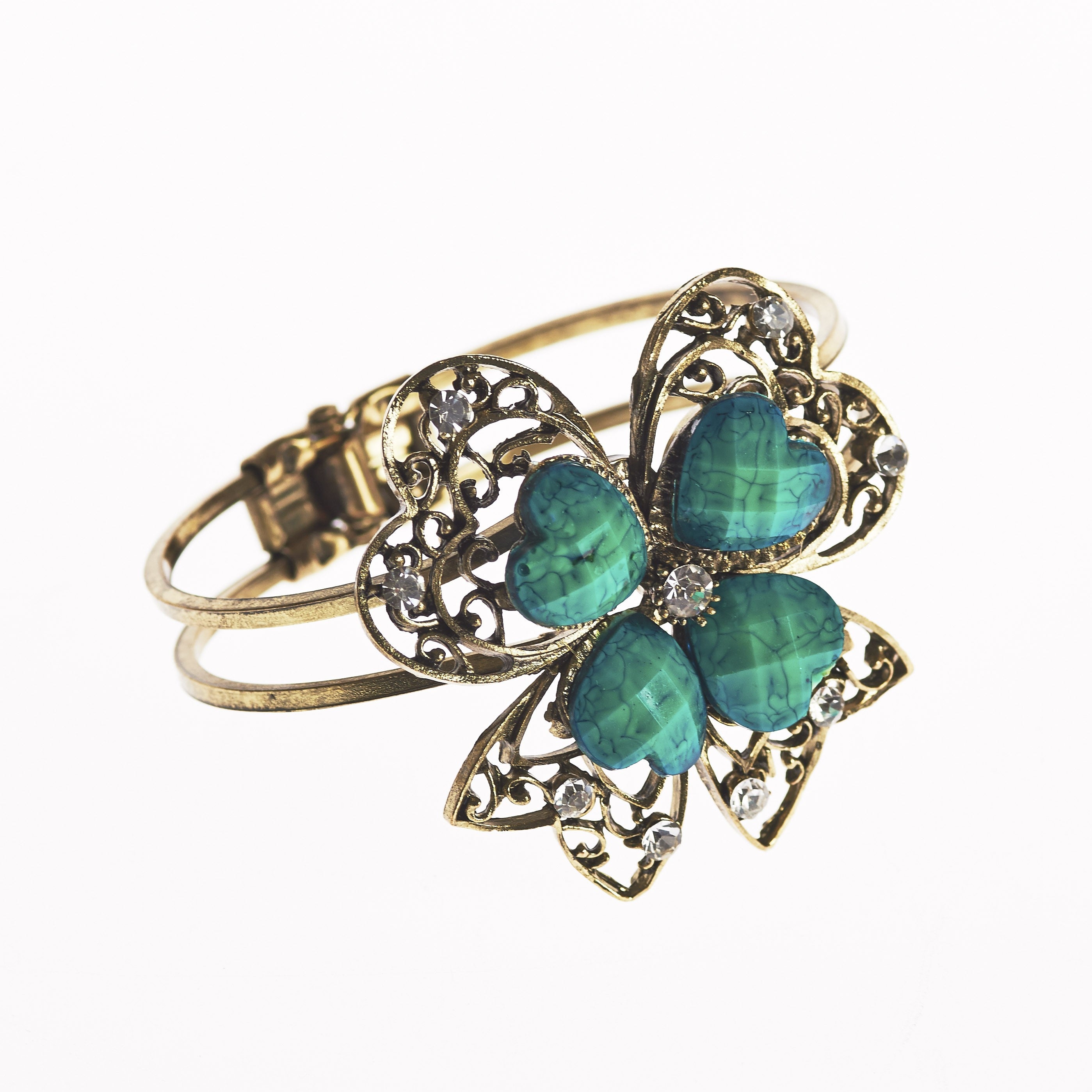 Brazalete- DiseñoTrébol -Decorado Piedras- Varios Colores