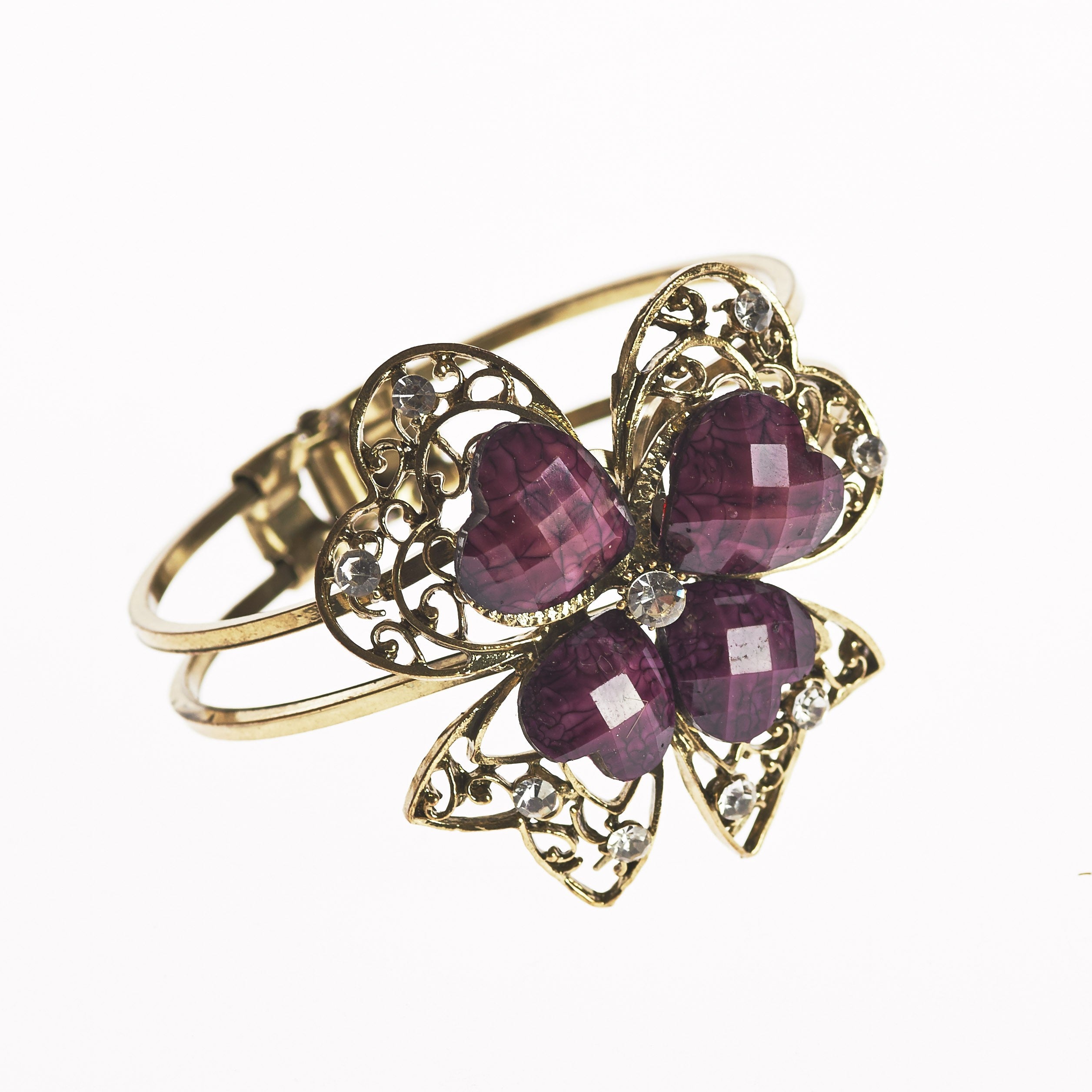 Brazalete- DiseñoTrébol -Decorado Piedras- Varios Colores