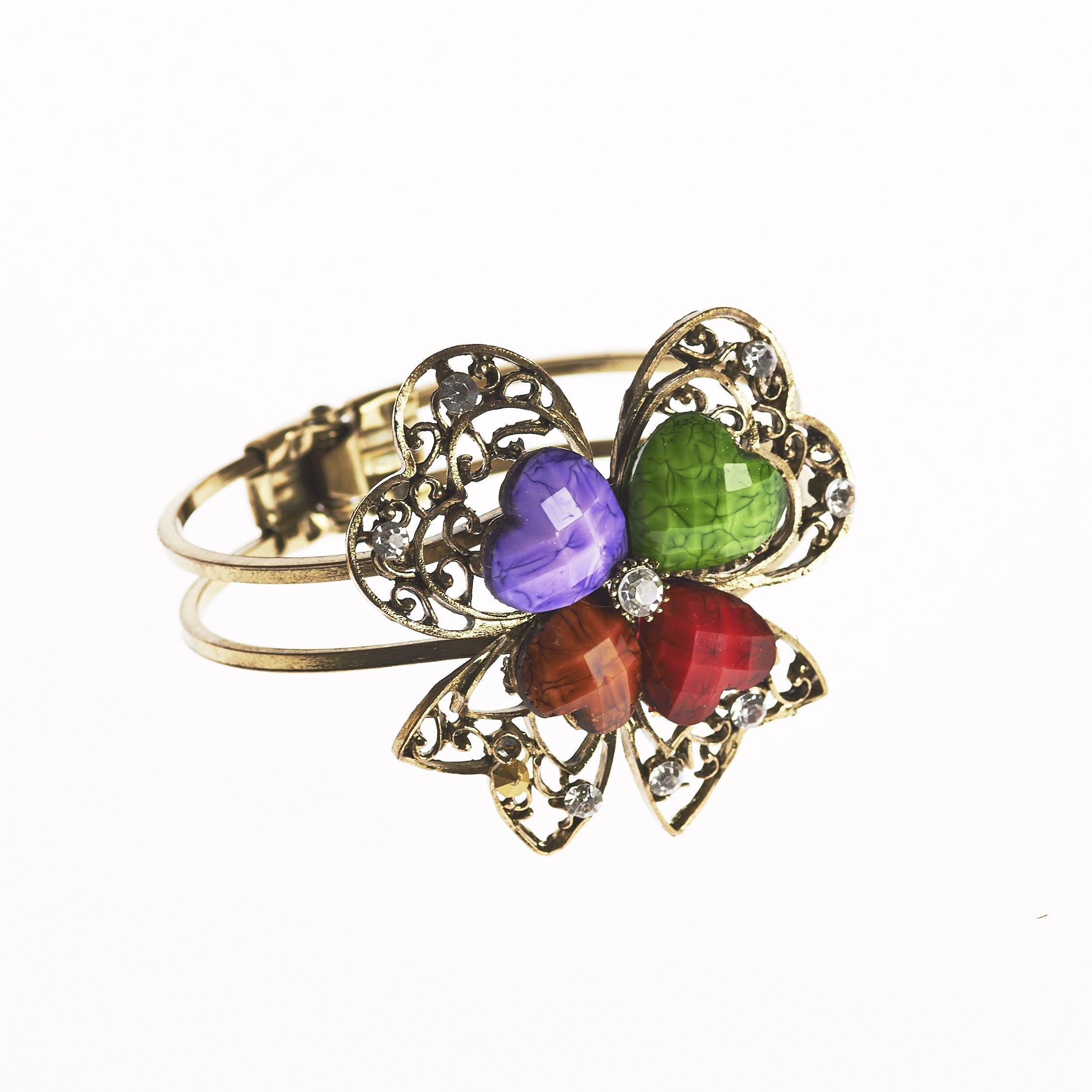 Brazalete- DiseñoTrébol -Decorado Piedras- Varios Colores