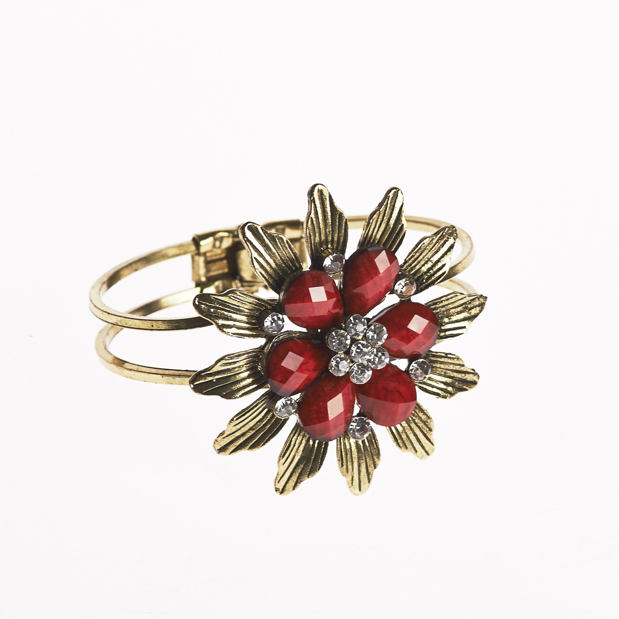 Brazalete- Diseño Flor -Decorado Piedras- Varios Colores