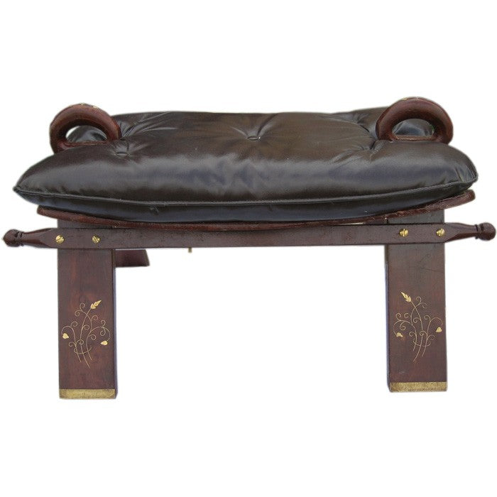 Silla de Camello -Artesana-Cojín y Base Madera -Decorada (India)