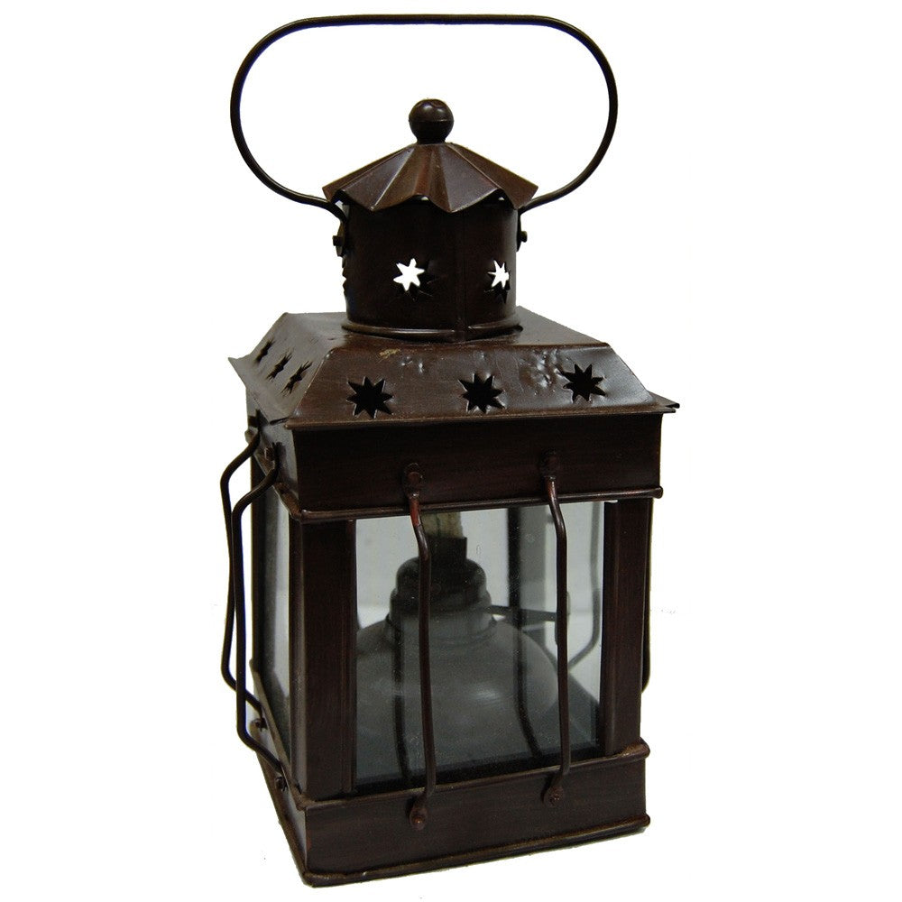 Quinqué Parafina - Forja y Cristal-Base con Mecha Algodón - Farol