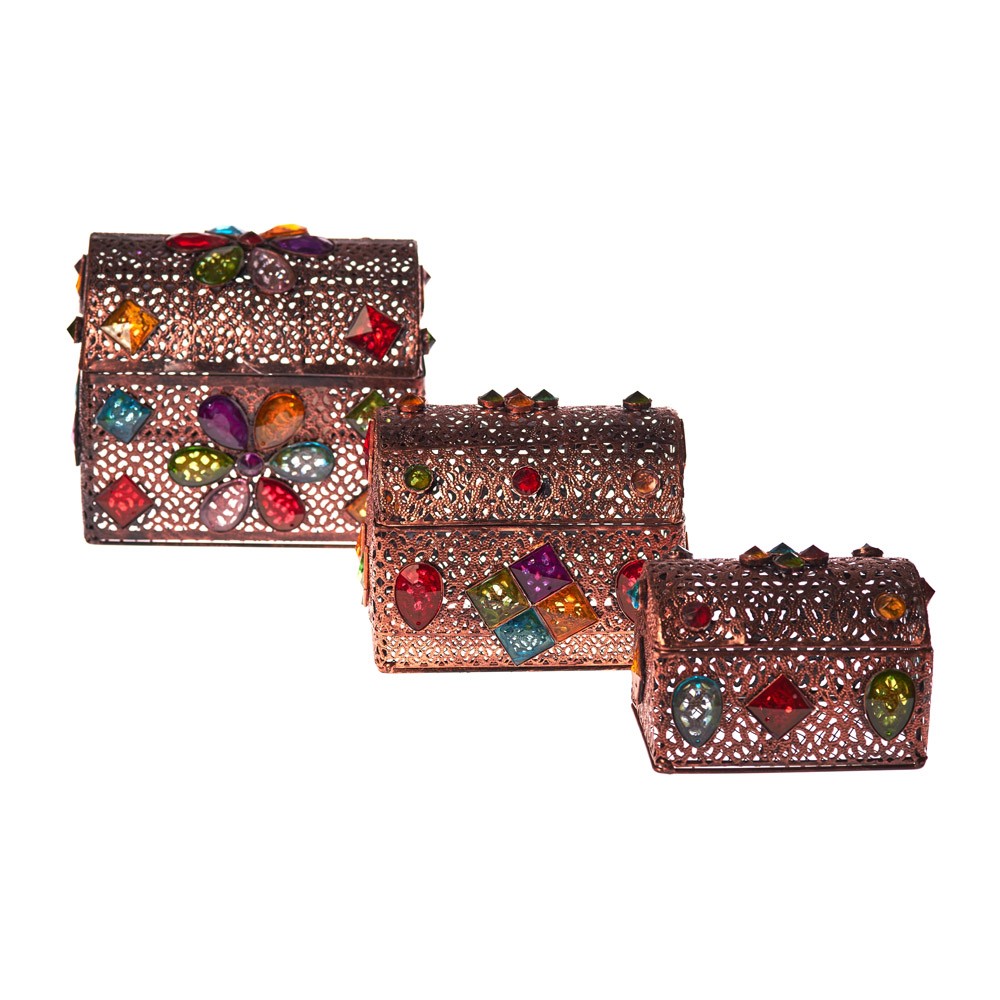 Juego 3 Baules -Aleación-Decorado Con Diamantes