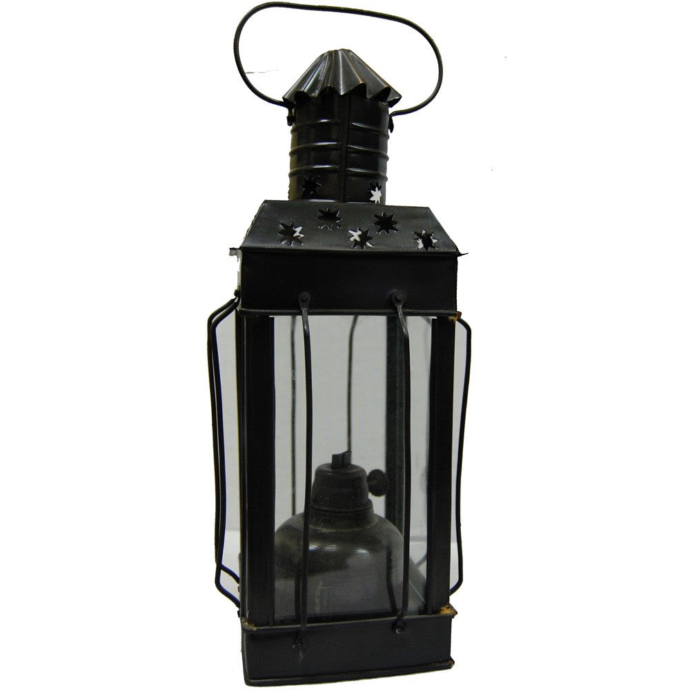 Quinqué Parafina - Forja y Cristal-Base con Mecha Algodón - Farol