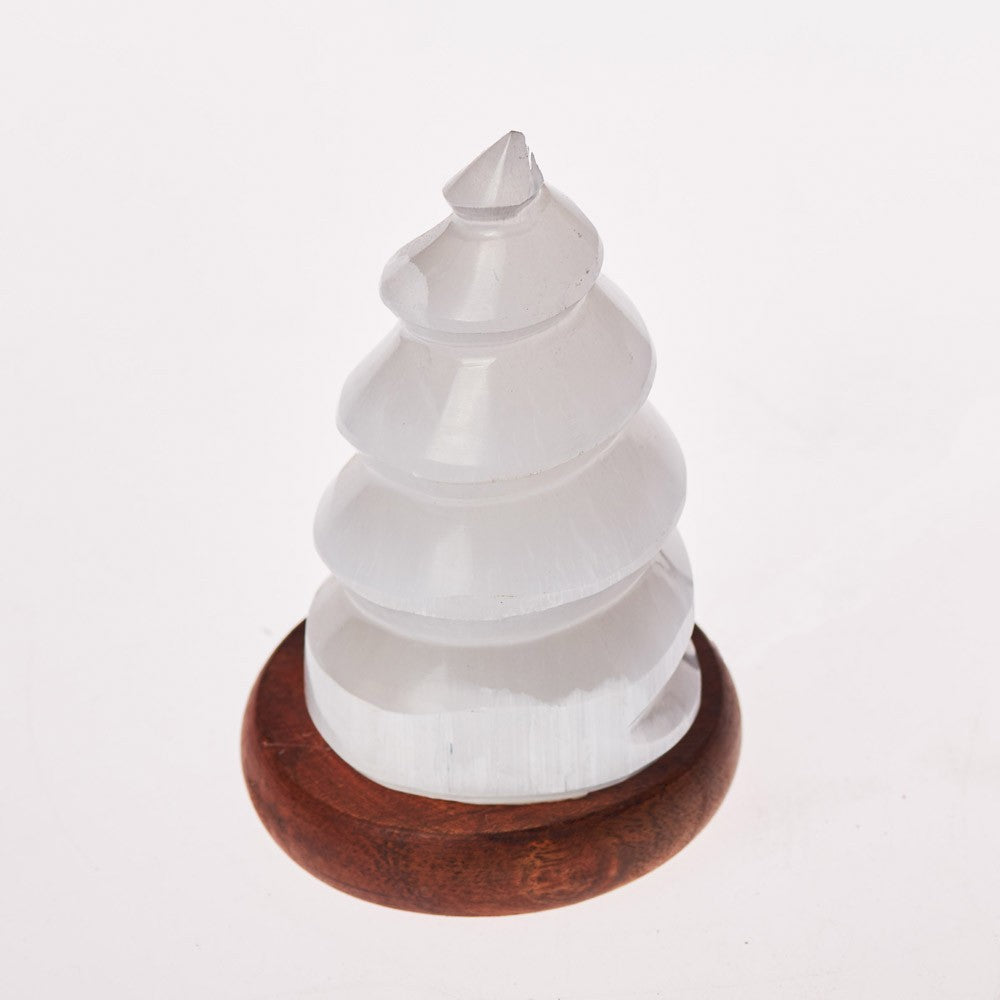 Lámpara Selenita Espiral - USB - Mineral Natural - Led Multicolor