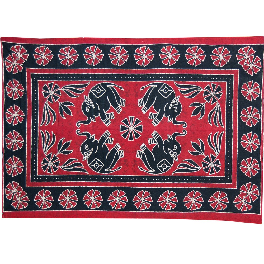Tela Algodon India- Elefantes Floral -Artesana-140 x 210 cm