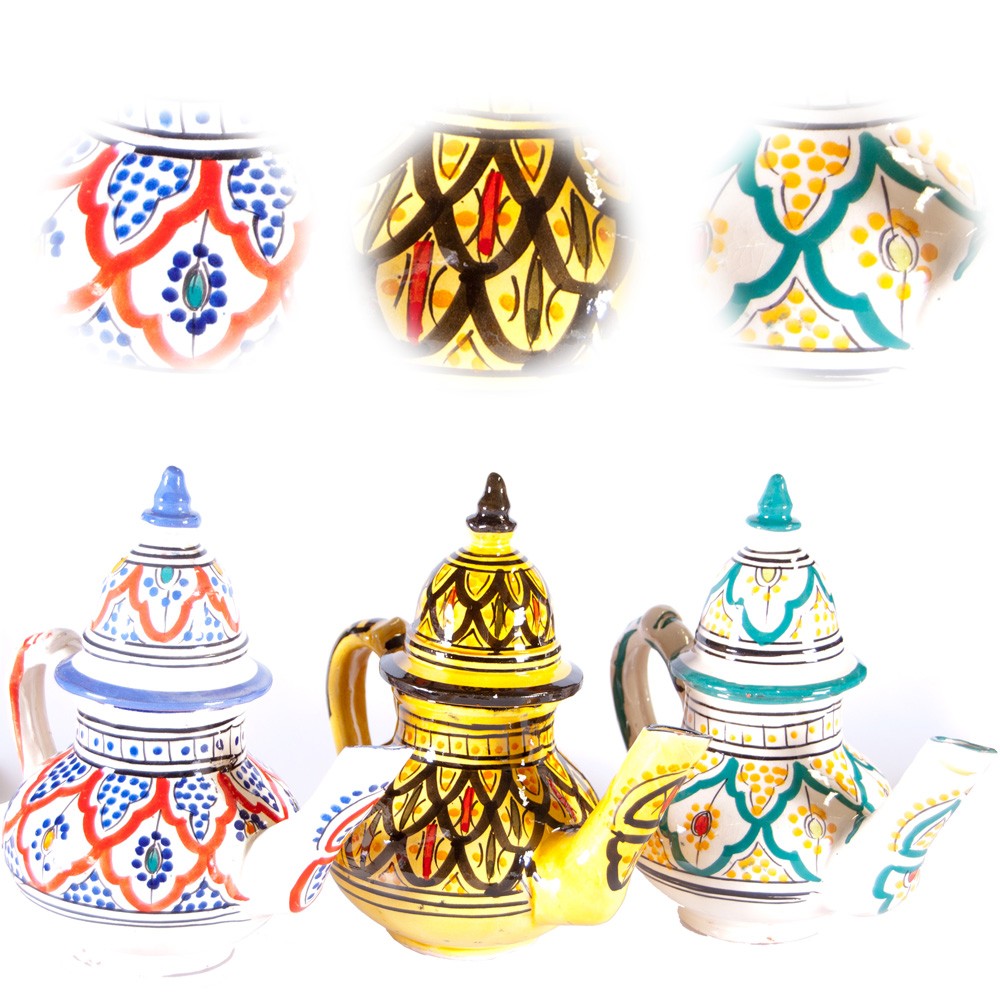 Tetera Arabe Cerámica - 2 Piezas - Pintada a Mano