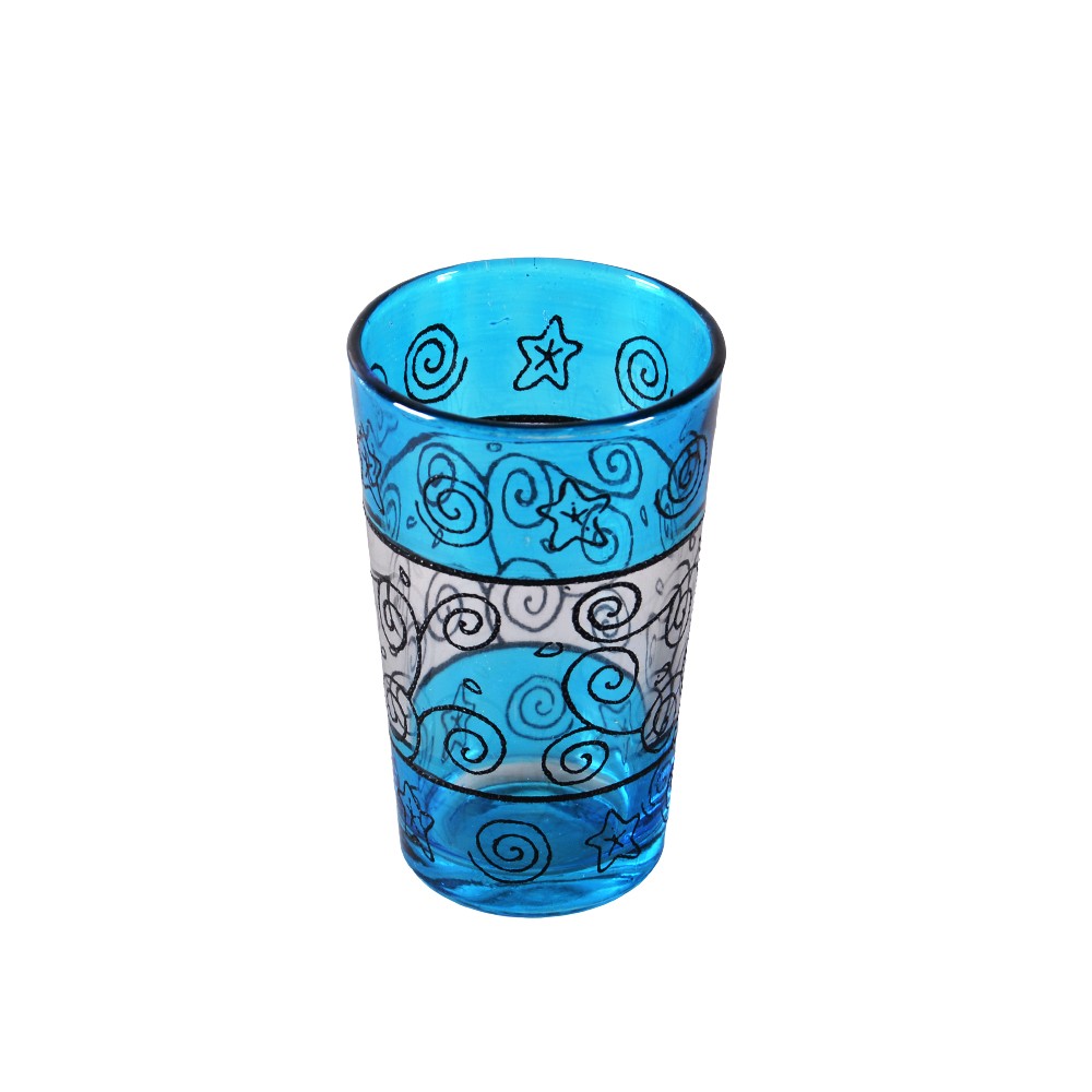 Juego 6 Vasos de Té Grabados - Filigrana Floral Henna - Diseño Marino