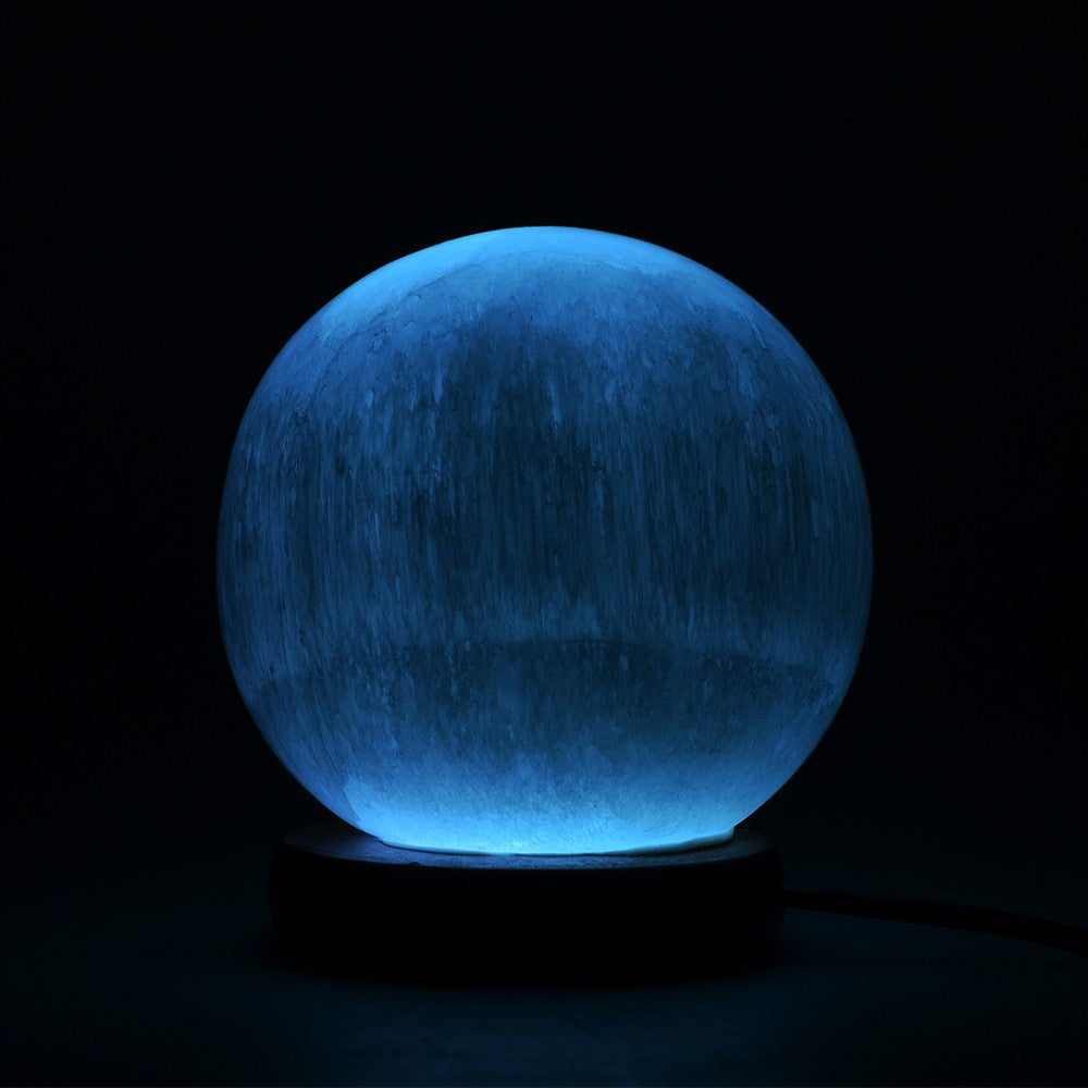 Lámpara Selenita Esfera - USB - Mineral Natural - Led Multicolor