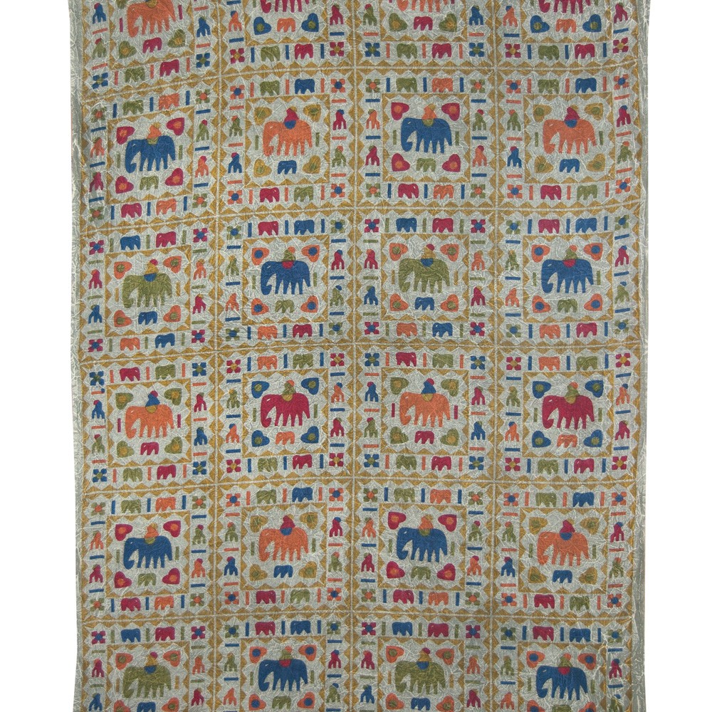 Tela Algodon India- Cuadro Elefantes -Artesana-140 x 210 cm