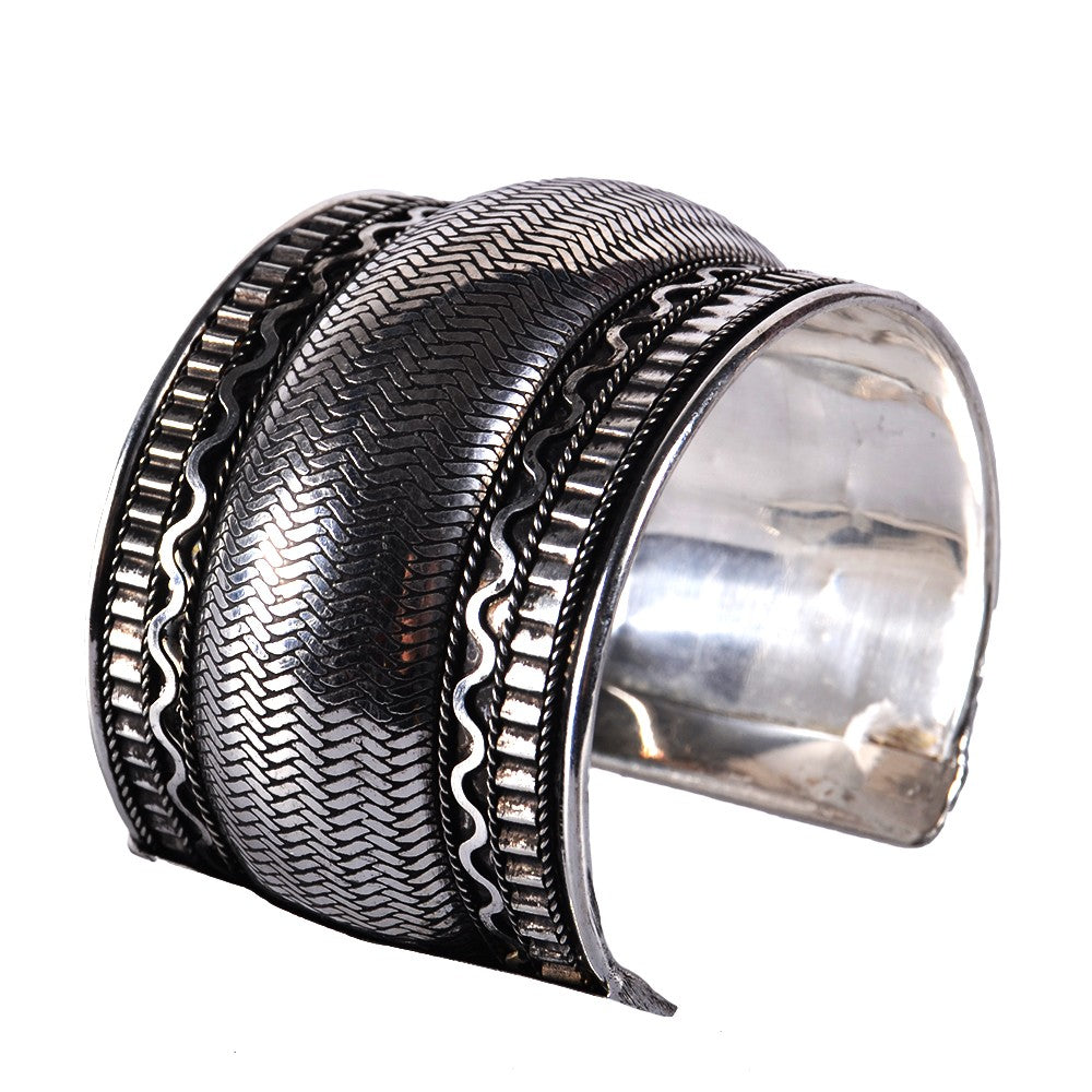 Brazalete Ancho Plateado - Piel Serpiente - NOVEDAD
