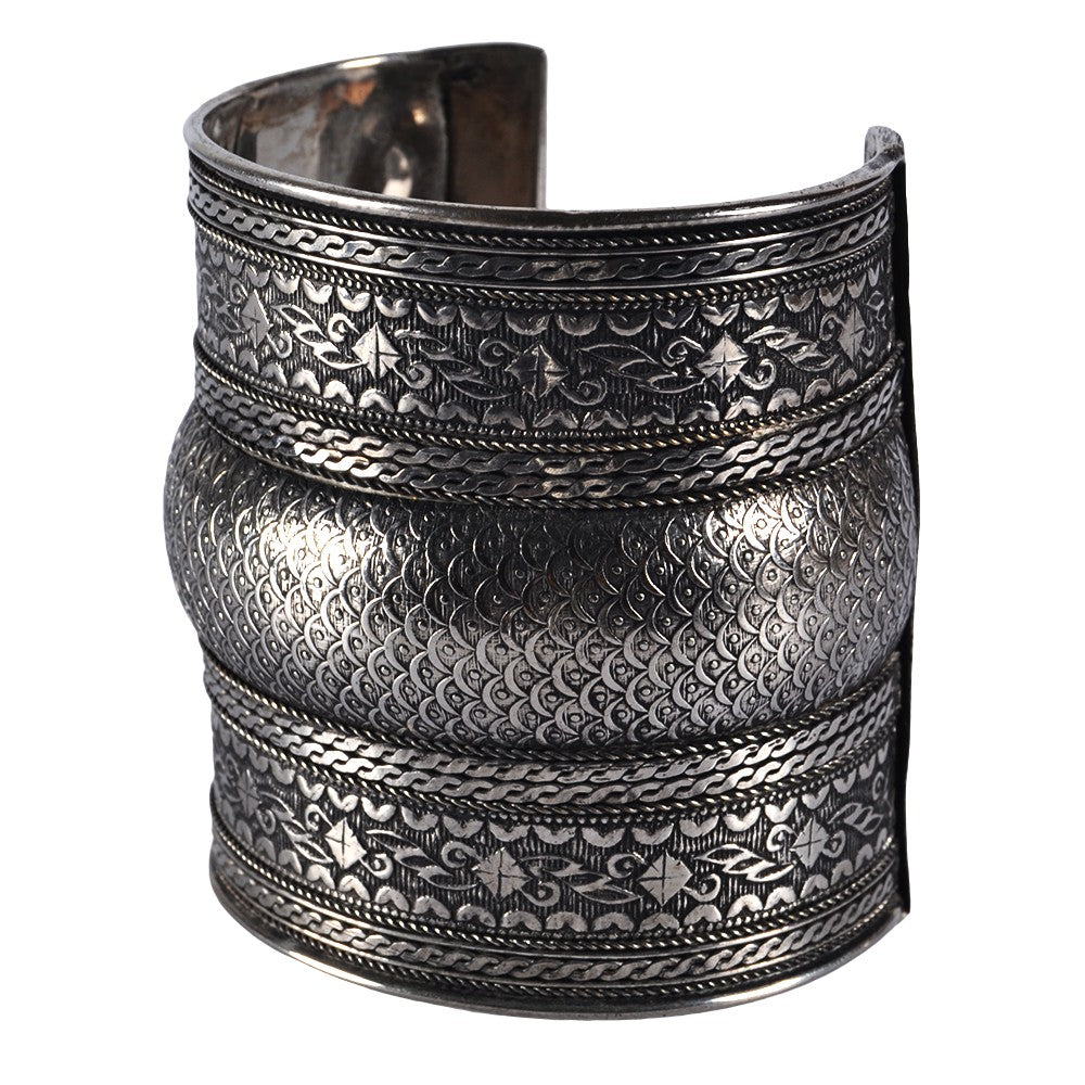 Brazalete Ancho Plateado - Escamado - NOVEDAD
