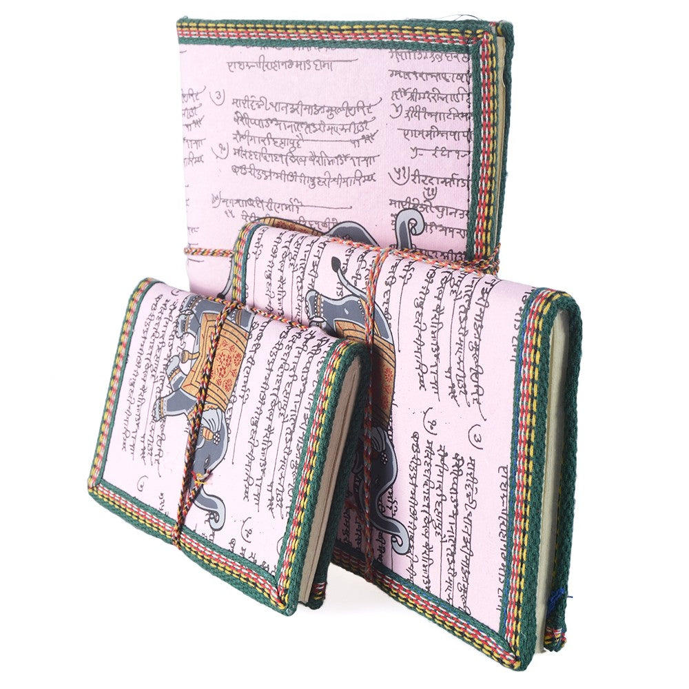 Juego 3 Libretas De La India - Papel hecho a mano - 100% - Algodón