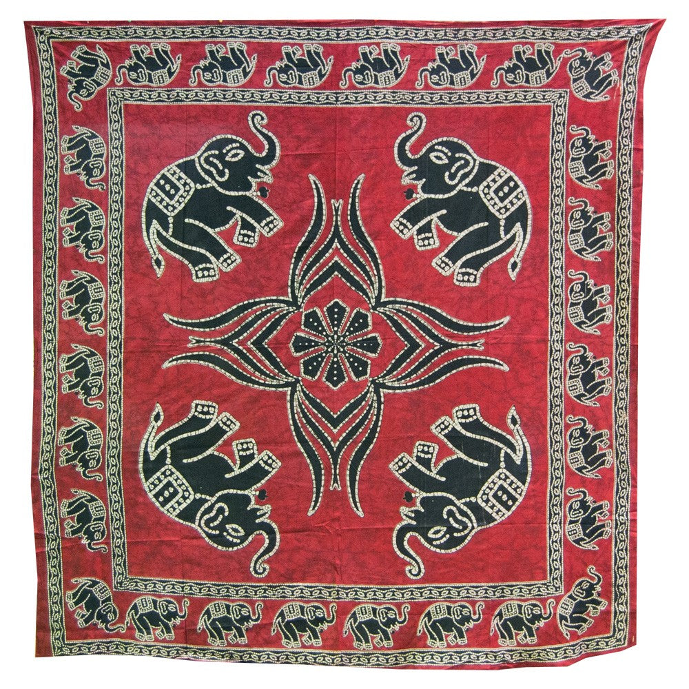 Tela Algodon India- Elefantes Floral -Artesana-240 x 210 cm