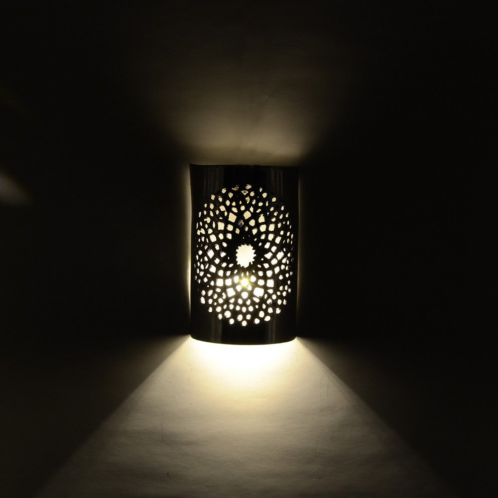 Aplique Pared Alumino Calado - Mosaico Esfera - Acabado Pulido - 18 cm