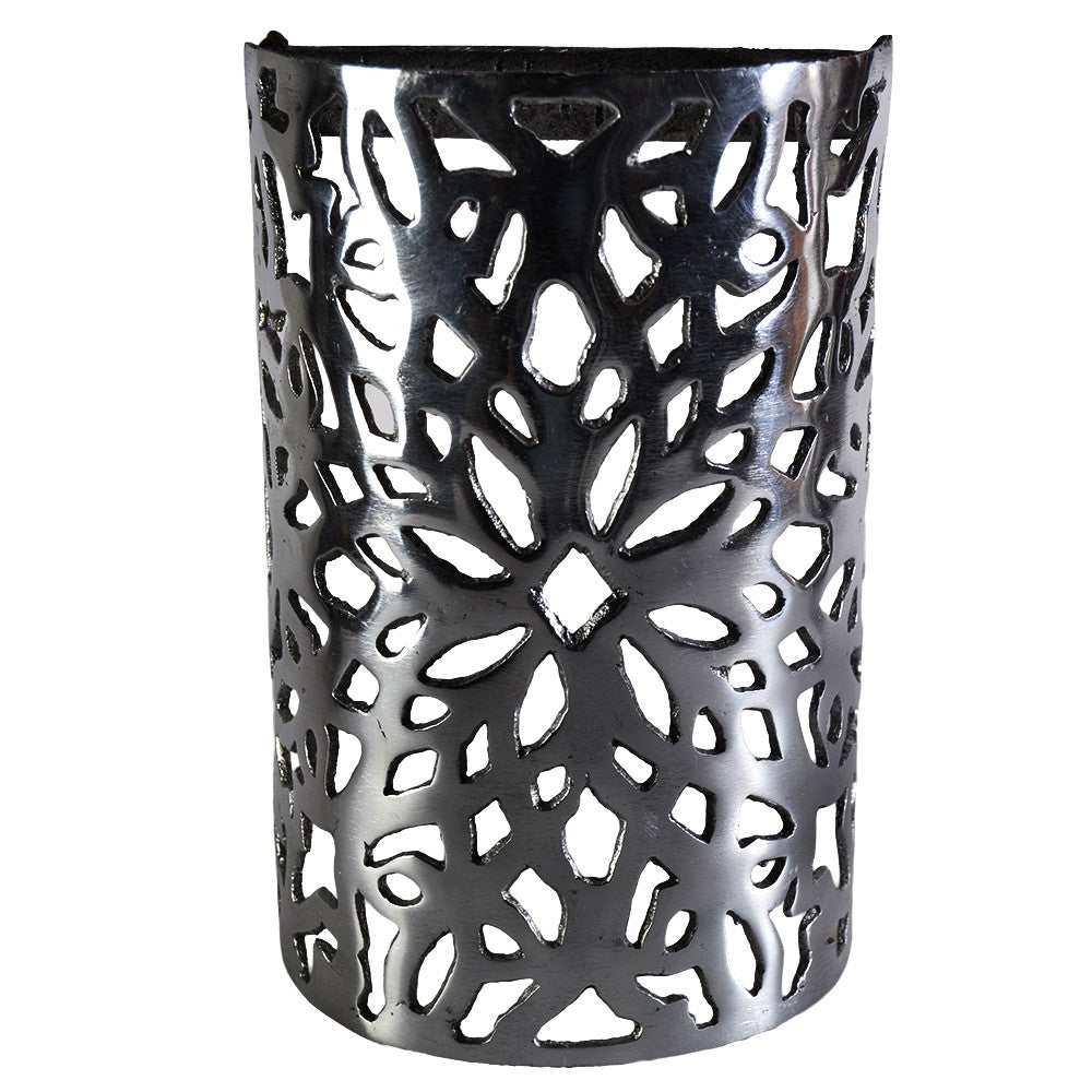 Aplique Pared Alumino Calado - Diseño Floral - Acabado Pulido - 20 cm