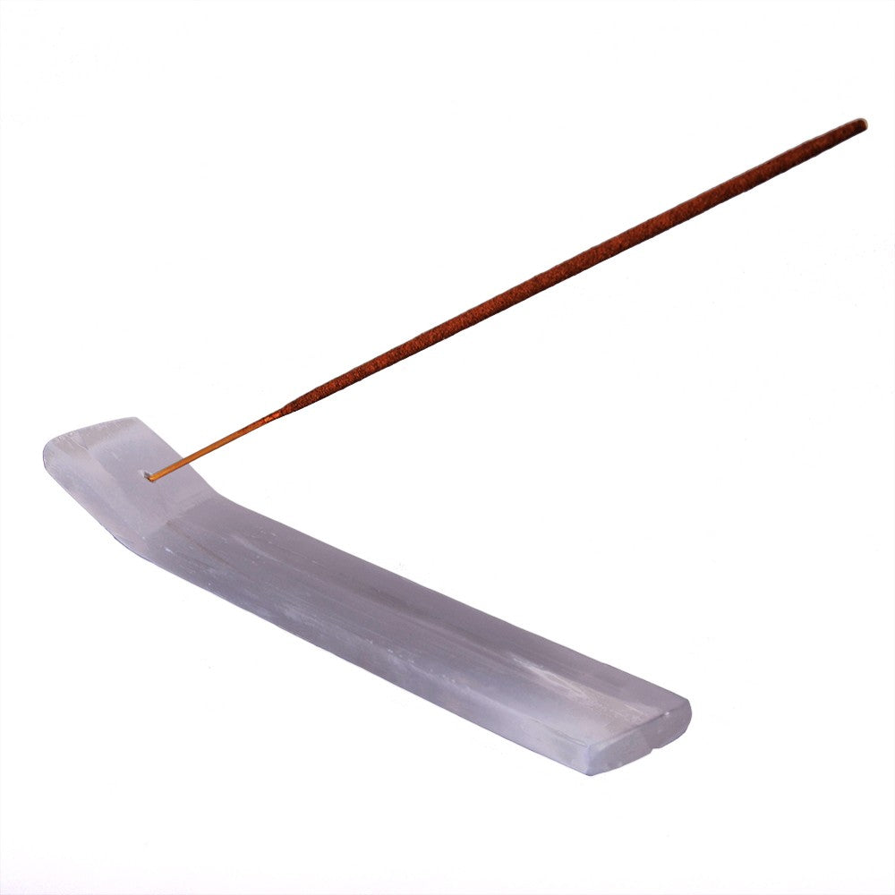 Incensario Selenita Pulida - Roca Mineral - Para Varillas - 20 cm