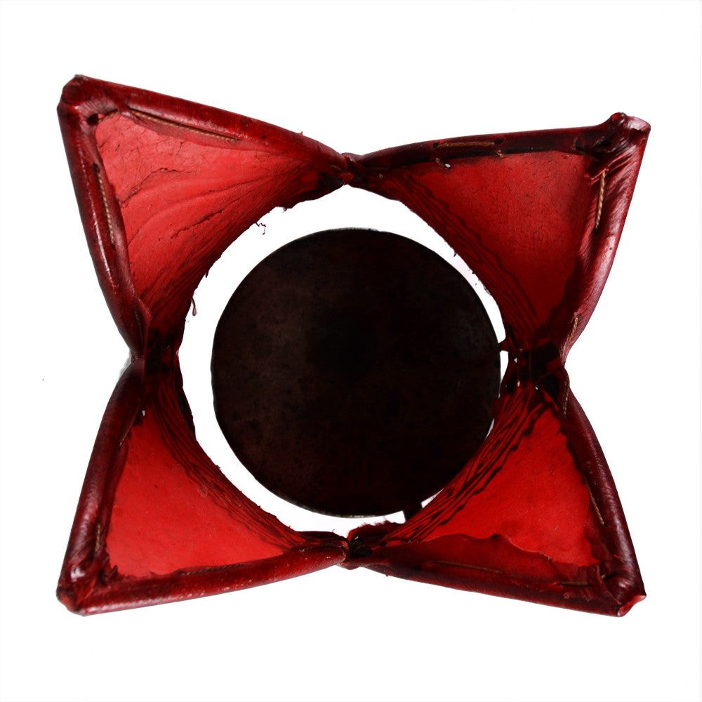 Porta Velas Flor - Piel - Pintado con Henna - Varios Colores - 16 cm