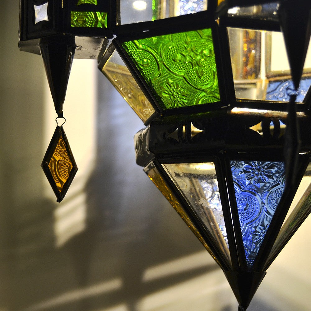 Lampara Cristal Andalusí Colores Colgante - 3 Tamaños - Arabe -Modelo WALIDA