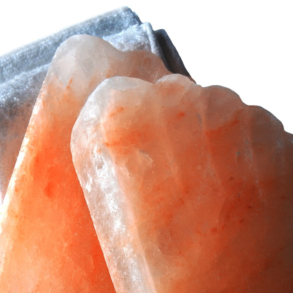 Pareja Bloques Sal Del Himalaya - Forma Pies - Desintoxicante -Relajante - 29 cm - Incluye Toallas