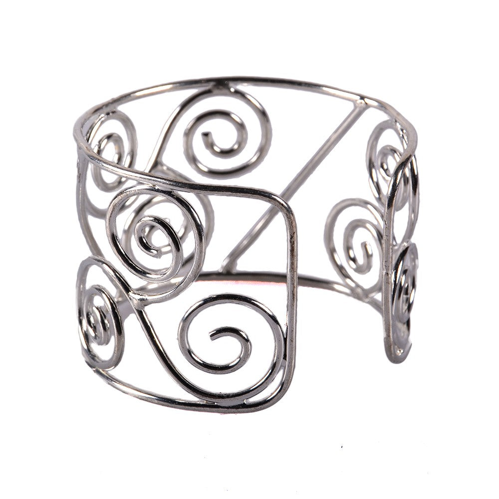 Brazalete Metal Plateado - Triple Remolino