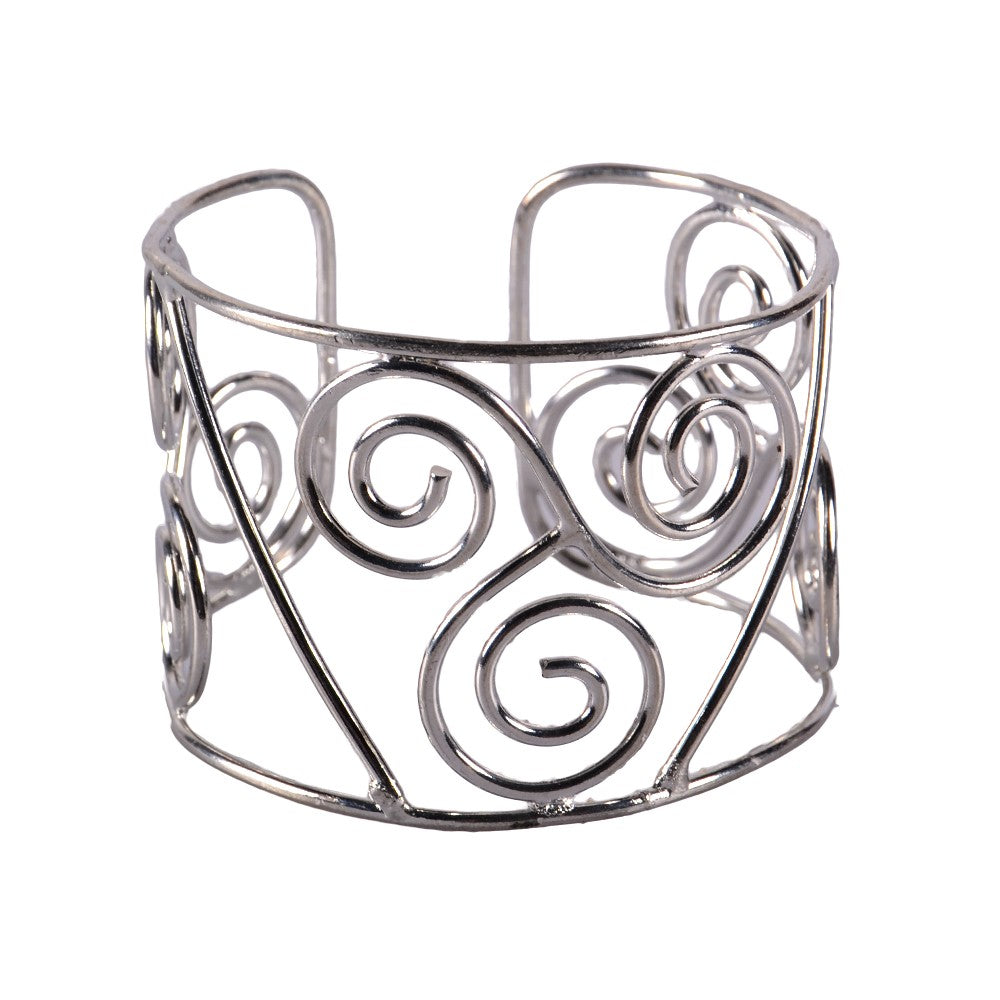 Brazalete Metal Plateado - Triple Remolino