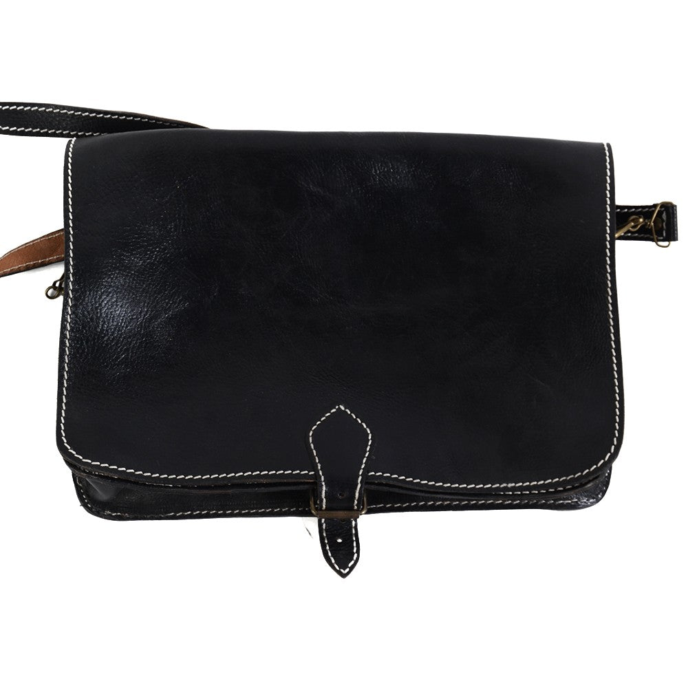 Maletín Cuero Artesanal - 1 Compartimento + Bolsillos - Cierre Seguridad