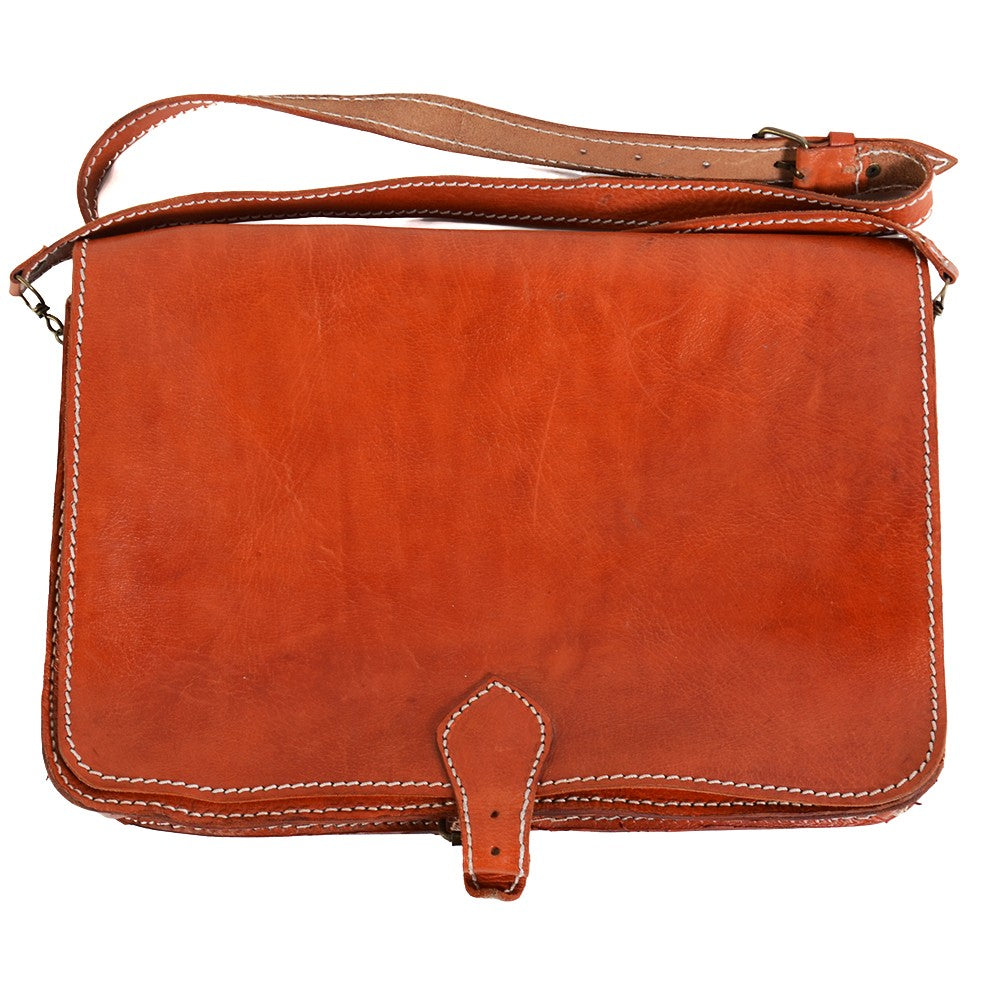 Maletín Cuero Artesanal - 1 Compartimento + Bolsillos - Cierre Seguridad