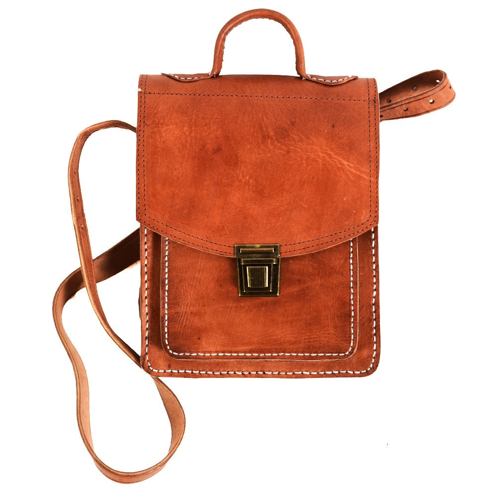 Cartera Artesana Cuero - Gran Calidad - 2 Compartimentos - 27 cm