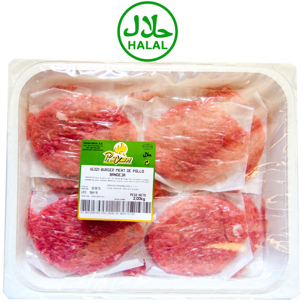 Hamburguesa de Pollo - Halal - Bandeja 2 kg - 20 unidades - Payan