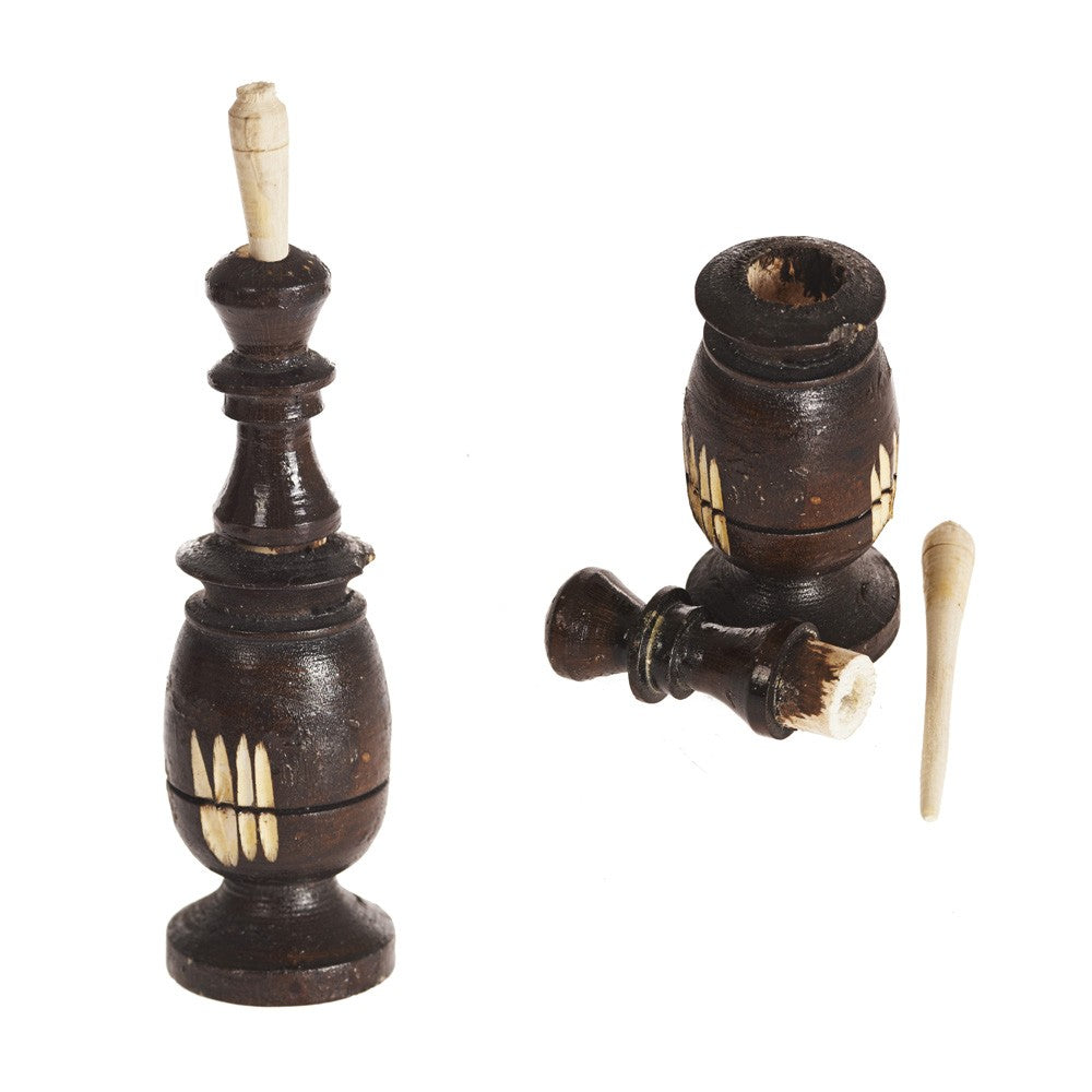 Recipiente Y Palo de Madera Negro (Kujul-Kajal) - 2 Tamaños