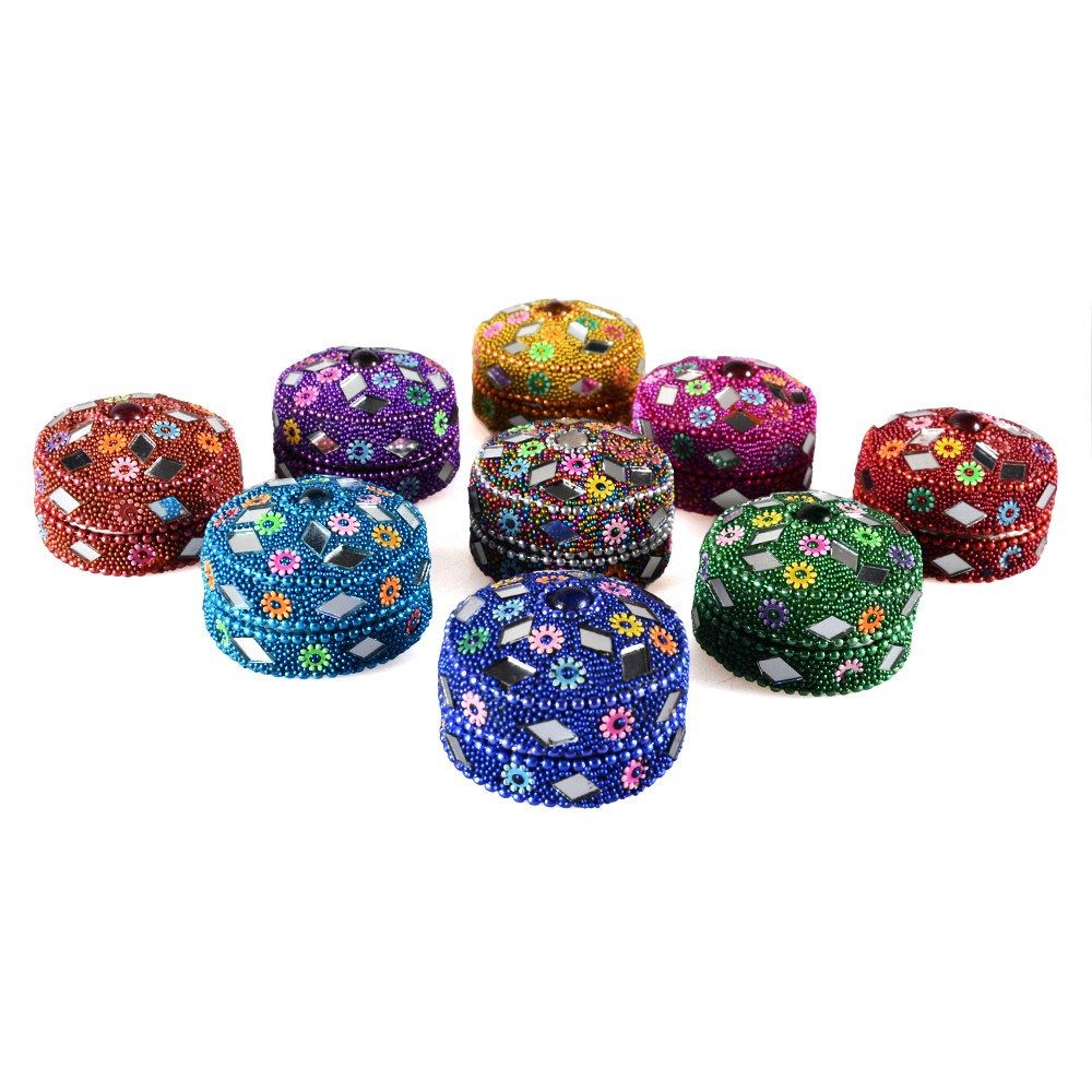 Cajita Redonda Brillante - Pastillero- Varios Colores - Sin Terciopelo