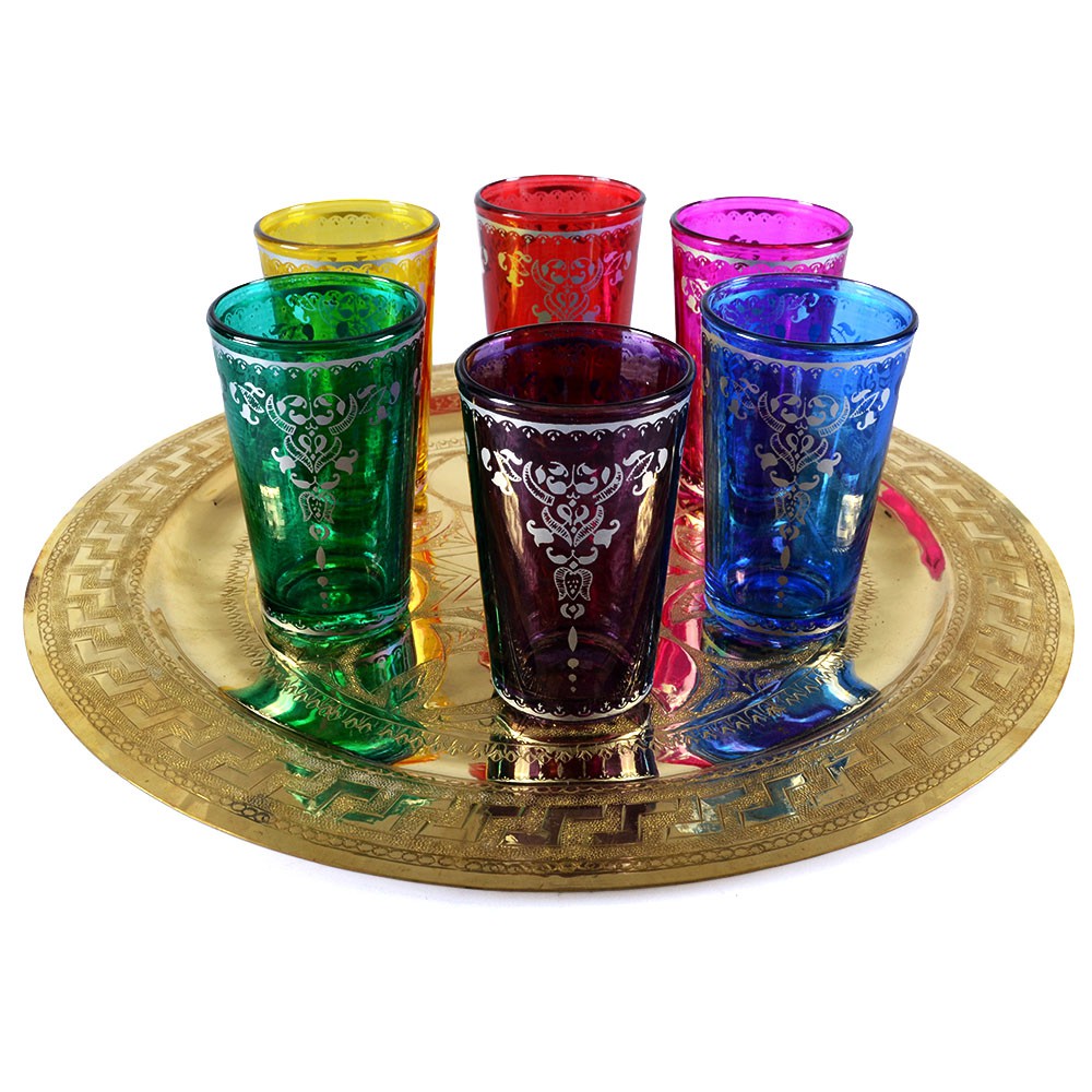 Juego 6 Vasos Arabes - Decorado Floral - NOVEDAD - Modelo 11
