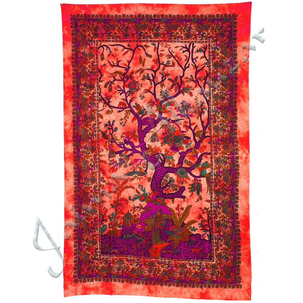 Tela Algodon India-Arbol de la Vida-Artesana-210 x 140 cm